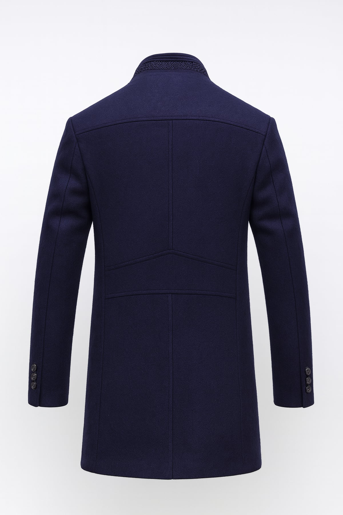 men's slim fit single-breasted overcoat in navy blue