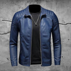 men's slim fit straight biker jacket in blue