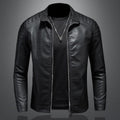 men's slim fit straight biker jacket in black