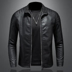 men's slim fit straight biker jacket in black