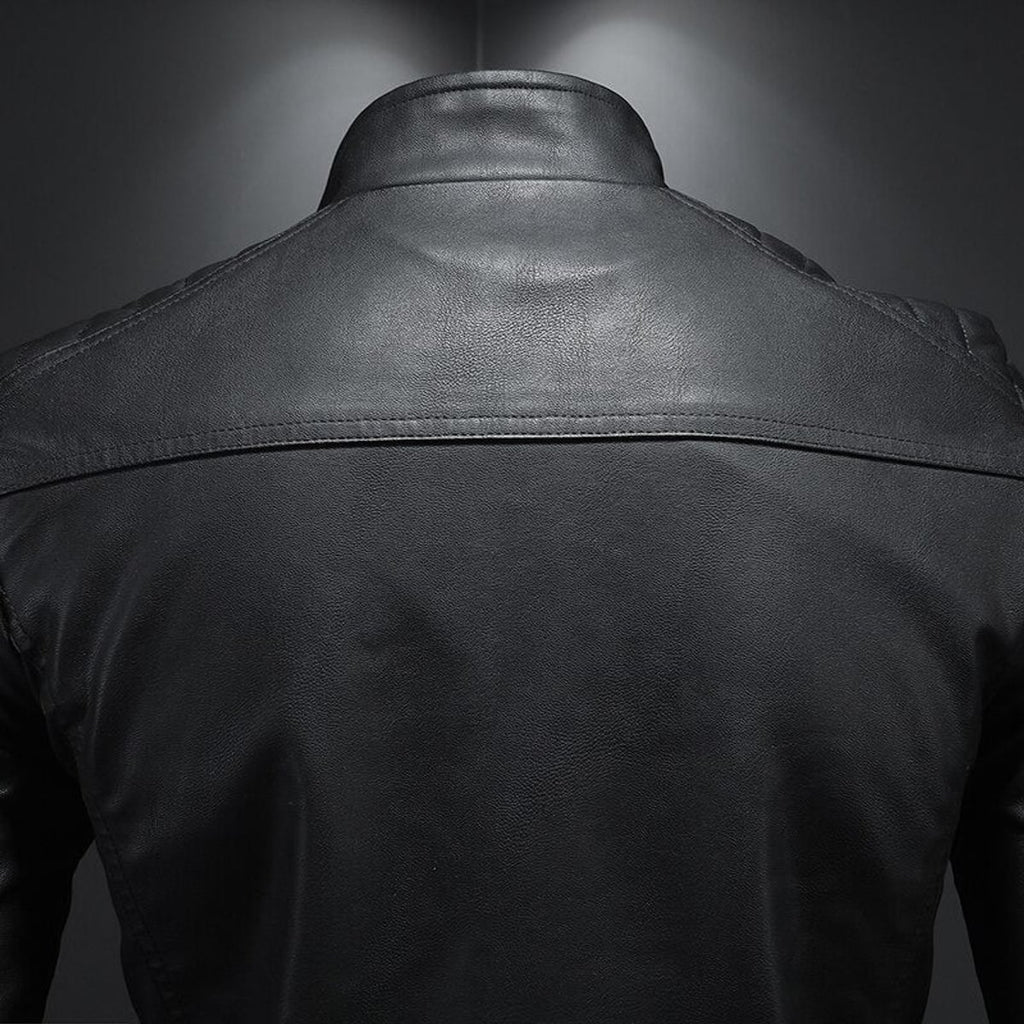 men's slim fit straight biker jacket in black
