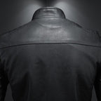 men's slim fit straight biker jacket in black