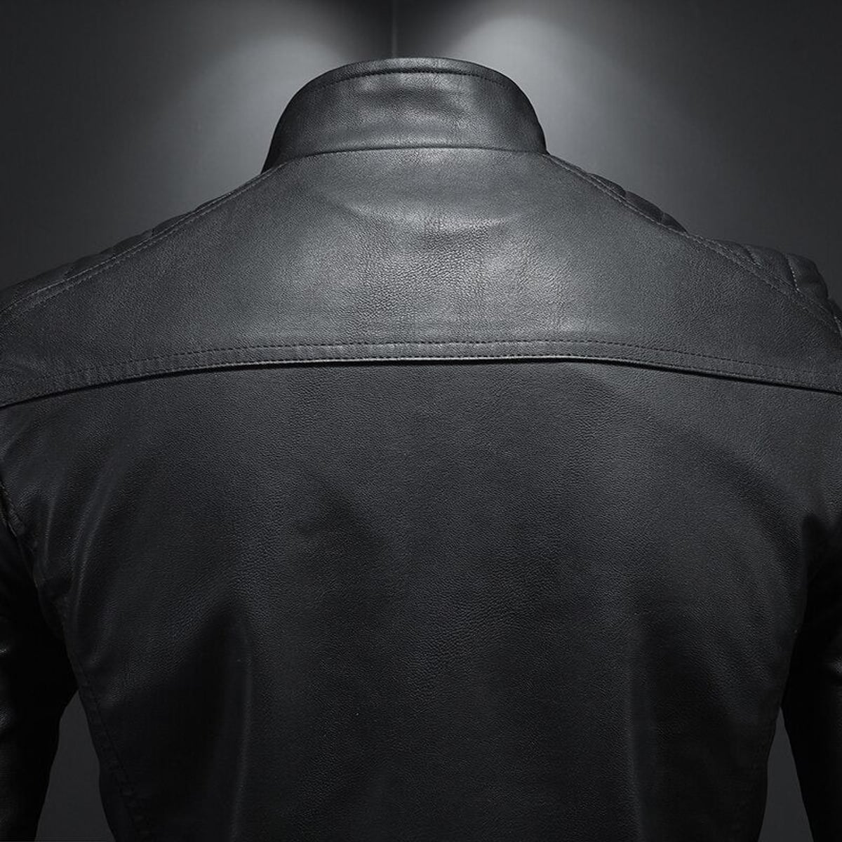 men's slim fit straight biker jacket in black