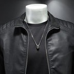 men's slim fit straight biker jacket in black