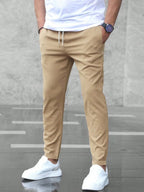 men's slim fit stretch trousers in beige