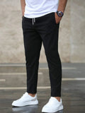 men's slim fit stretch trousers in black