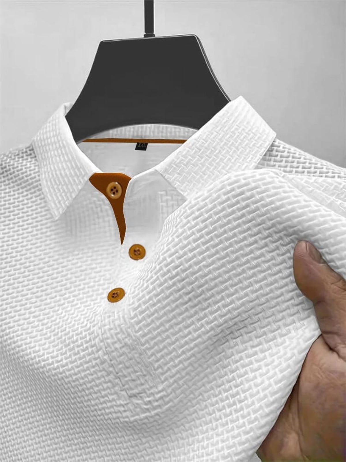 men's slim fit textured polo shirt in white