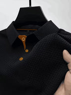 men's slim fit textured polo shirt in black