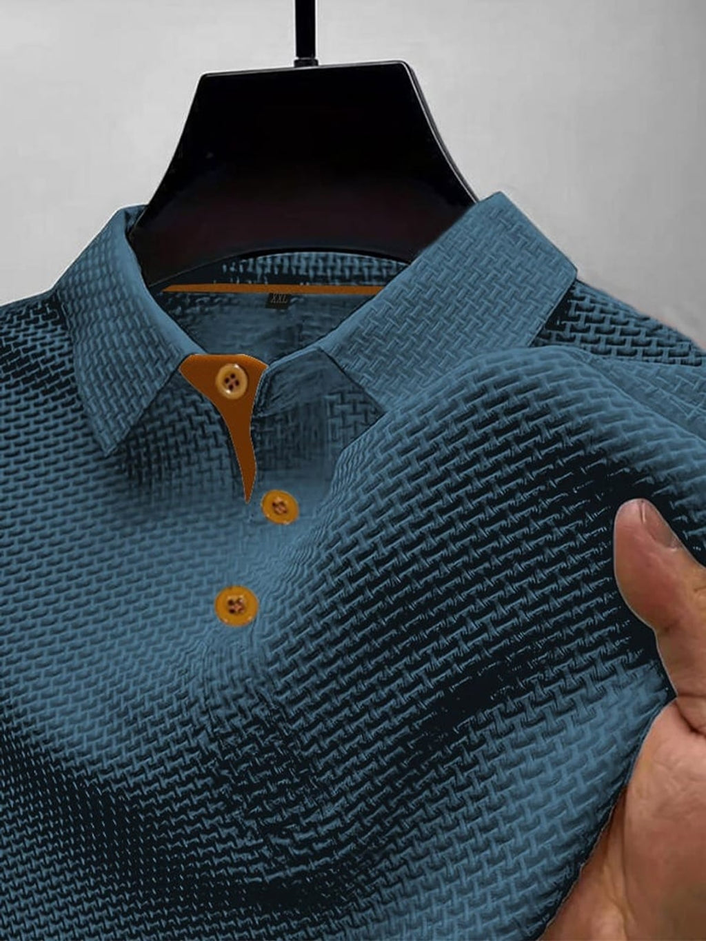 men's slim fit textured polo shirt in blue