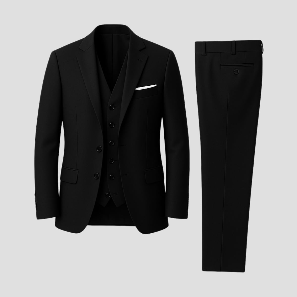 men's slim fit three-piece formal suit in black
