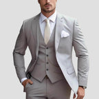 men's slim fit three-piece formal suit in light gray