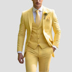 men's slim fit three-piece formal suit in yellow