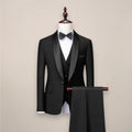 men's slim fit three piece tuxedo suit in black