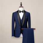 men's slim fit three piece tuxedo suit in navy blue