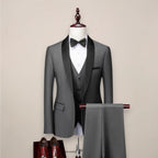 men's slim fit three piece tuxedo suit in gray