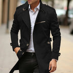 men's slim fit trench coat in black