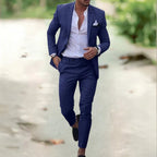men's slim fit two-piece suit in dark blue