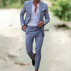 men's slim fit two-piece suit in gray