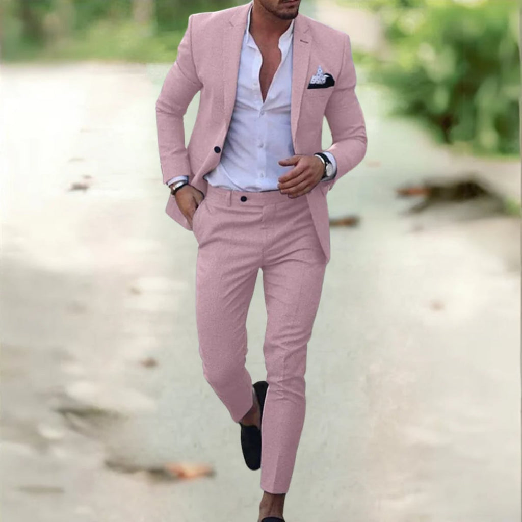men's slim fit two-piece suit in pink