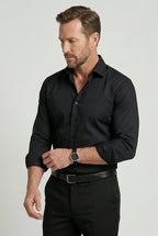 men's slim fit wrinkle resistant shirt in black