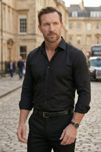 men's slim fit wrinkle resistant shirt in black