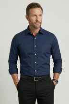 men's slim fit wrinkle resistant shirt in navy