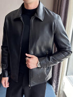men's slim fit zip-up jacket in black
