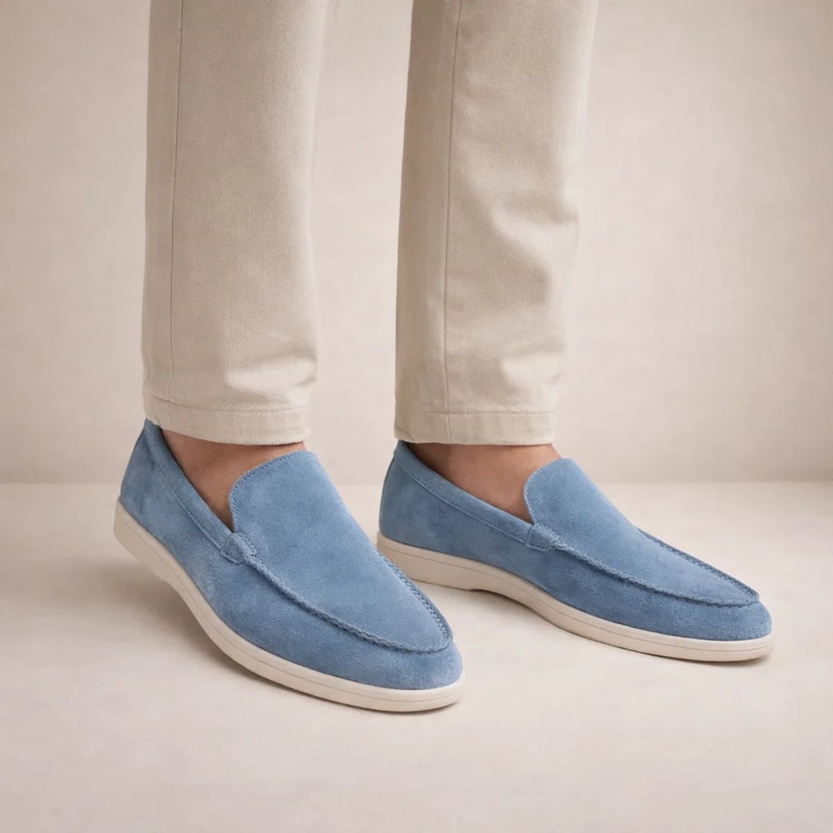 men's slip-on casual loafers in light blue