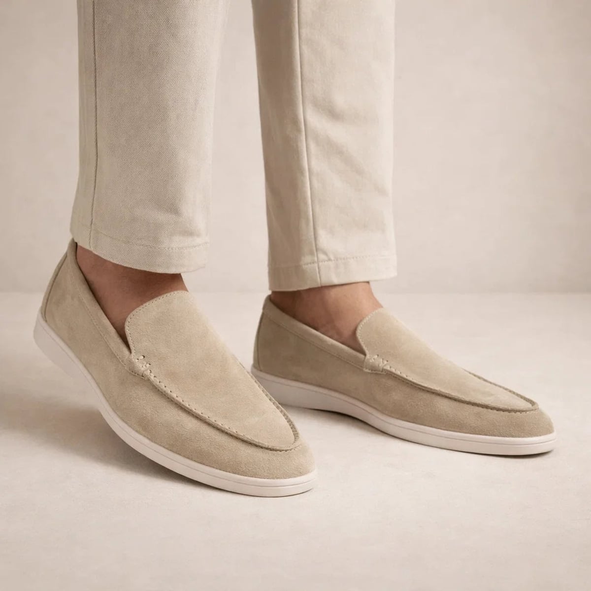 men's slip-on casual loafers in beige