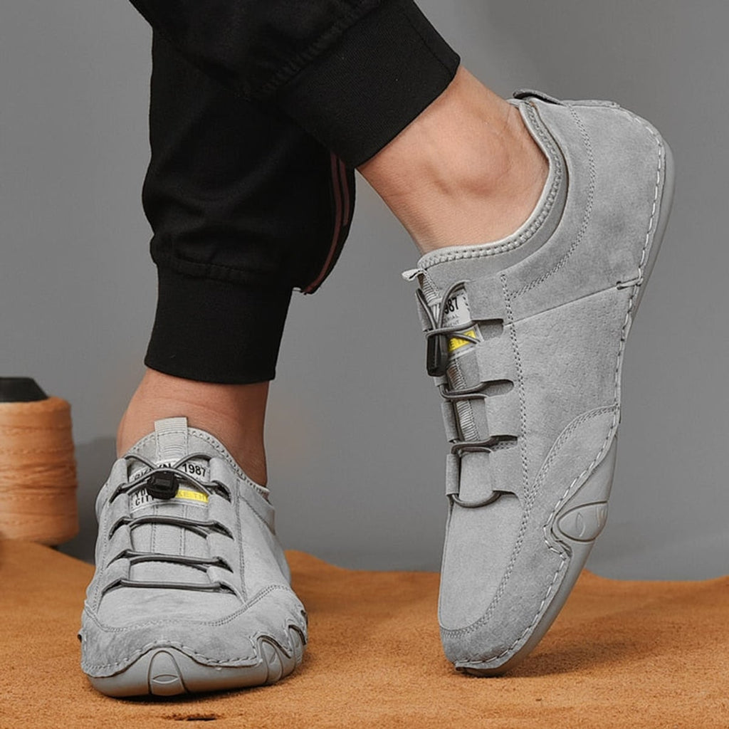 men's slip-on suede moccasins in gray