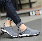 men's slip-on walking sneakers in gray