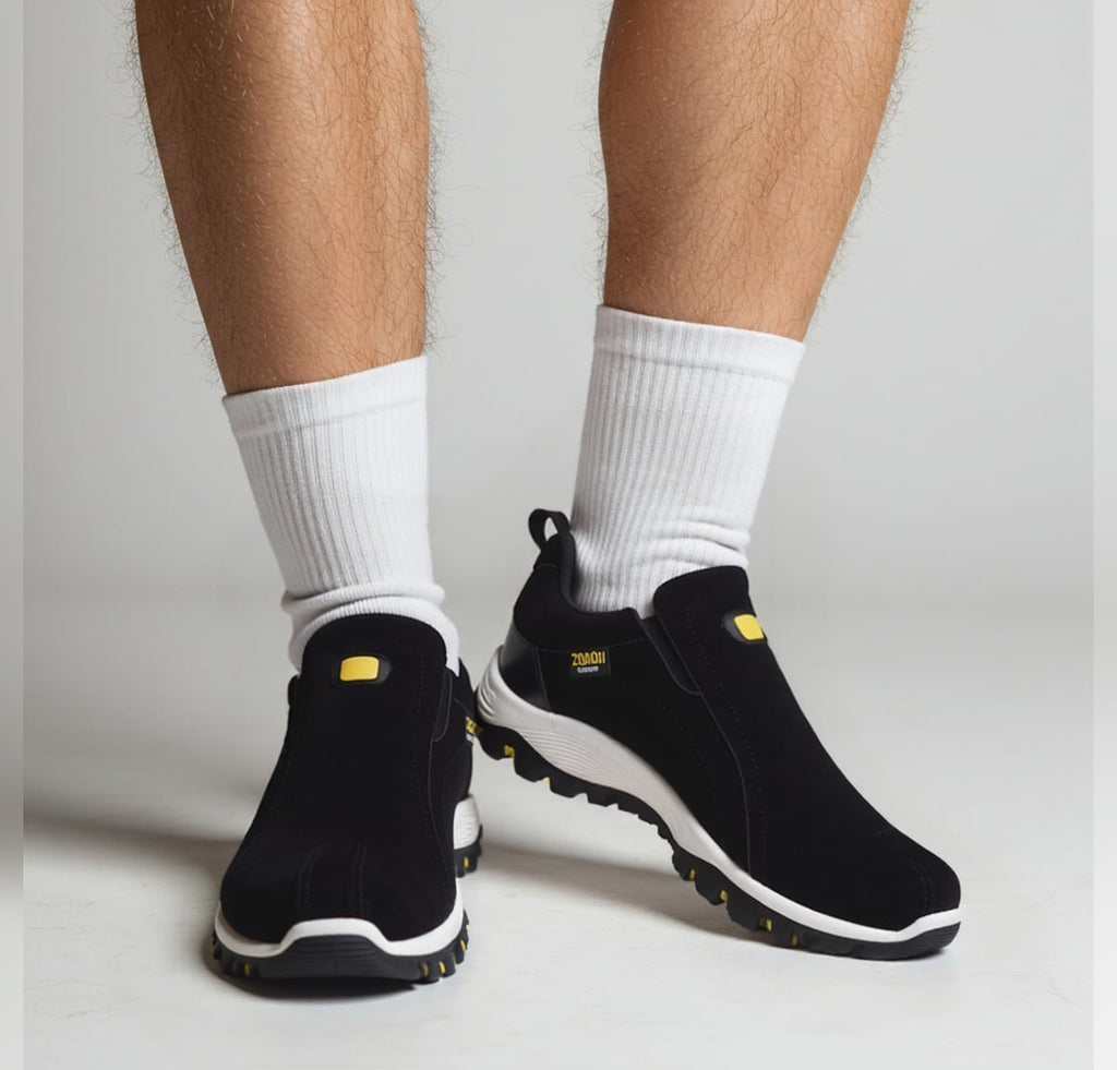 men's slip-on walking sneakers in black