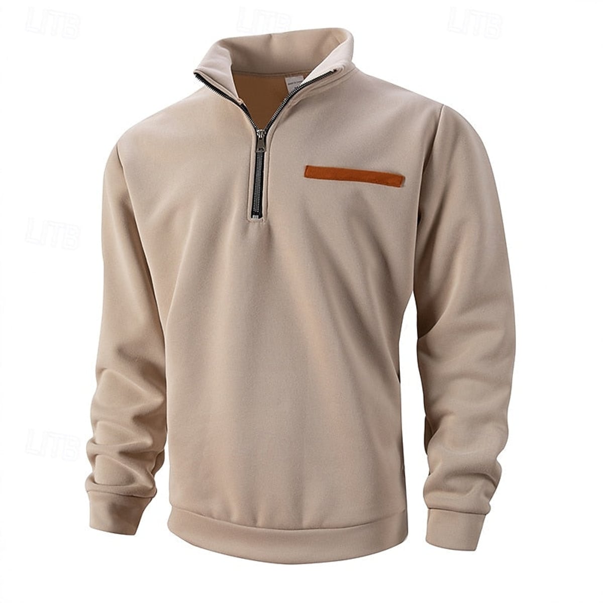 men's soft everyday quarter-zip pullover sweater in khaki