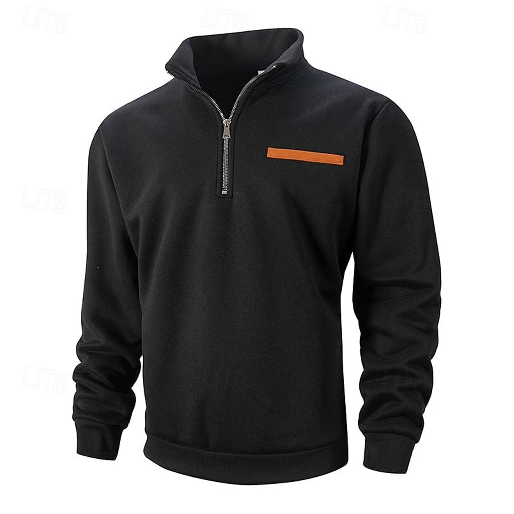 men's soft everyday quarter-zip pullover sweater in black