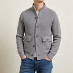 men's stand collar knit jacket in gray