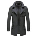 men's stand collar overcoat in gray