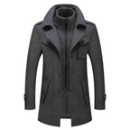 men's stand collar overcoat in gray