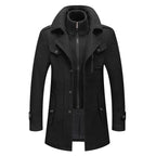 men's stand collar overcoat in black