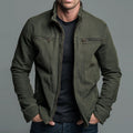 men's stand collar zip-up jacket in army green