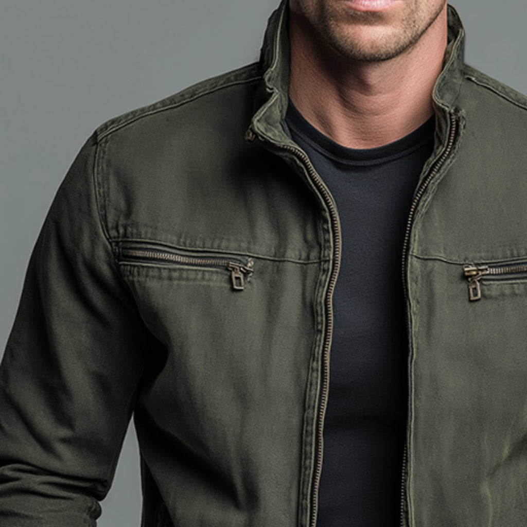 men's stand collar zip-up jacket