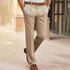 men's straight leg smart trousers in beige