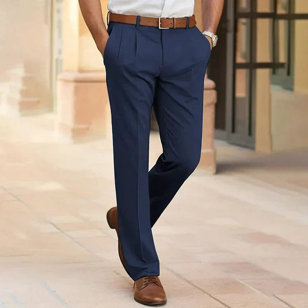 men's straight leg smart trousers in navy