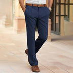 men's straight leg smart trousers in navy