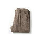 men's tapered herringbone trousers in brown