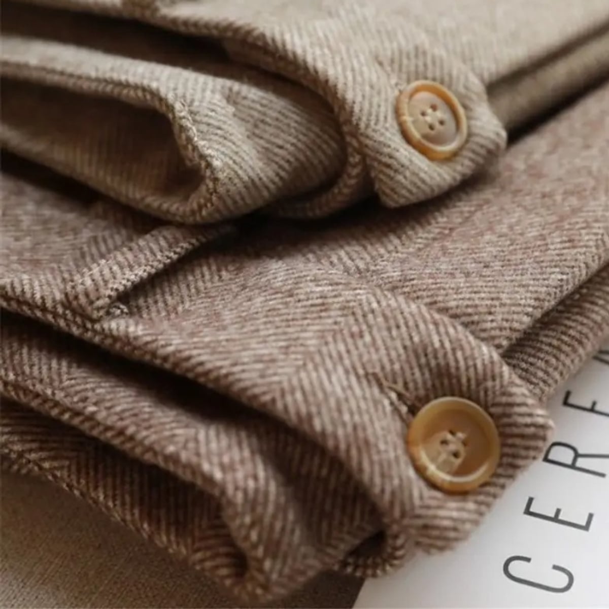 men's tapered herringbone trousers