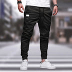 men's tapered leg jogger cargo trousers in black