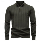 men's textured half-zip sweater in army green