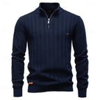 men's textured half-zip sweater in dark navy