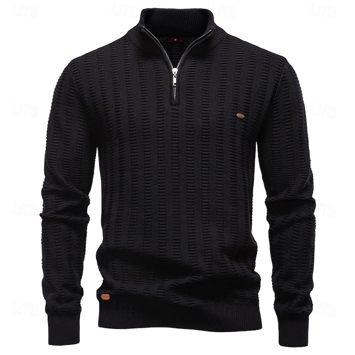 men's textured half-zip sweater in black