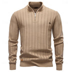 men's textured half-zip sweater in khaki